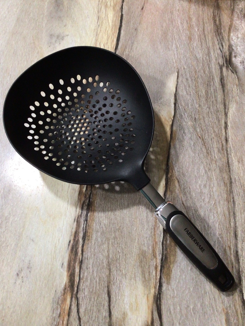 Farberware XL Pasta Strainer Spoon Black Nylon Slotted Ladle 13.5”